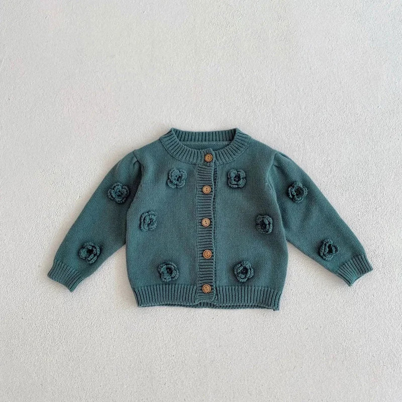 Casaco Infantil Cardigan Petúnia Lenogue Verde / 3-6 Meses