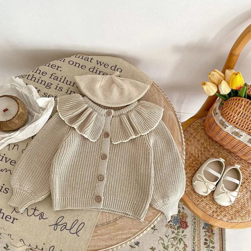 Casaco Infantil Cardigan Tricot Clea Bege Lenogue