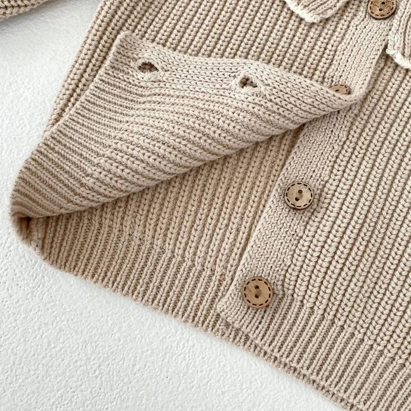 Casaco Infantil Cardigan Tricot Clea Bege Lenogue