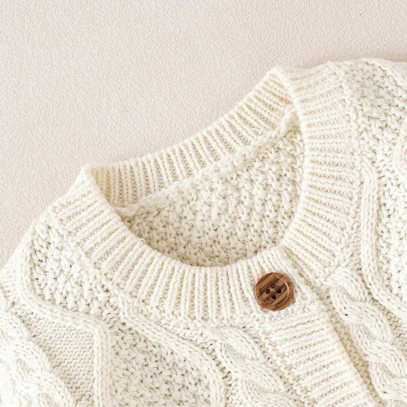Casaco Infantil Cardigan Tricot éclair Bege Lenogue