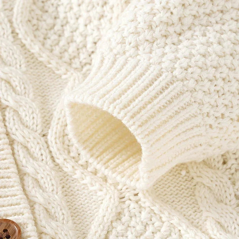 Casaco Infantil Cardigan Tricot éclair Bege Lenogue