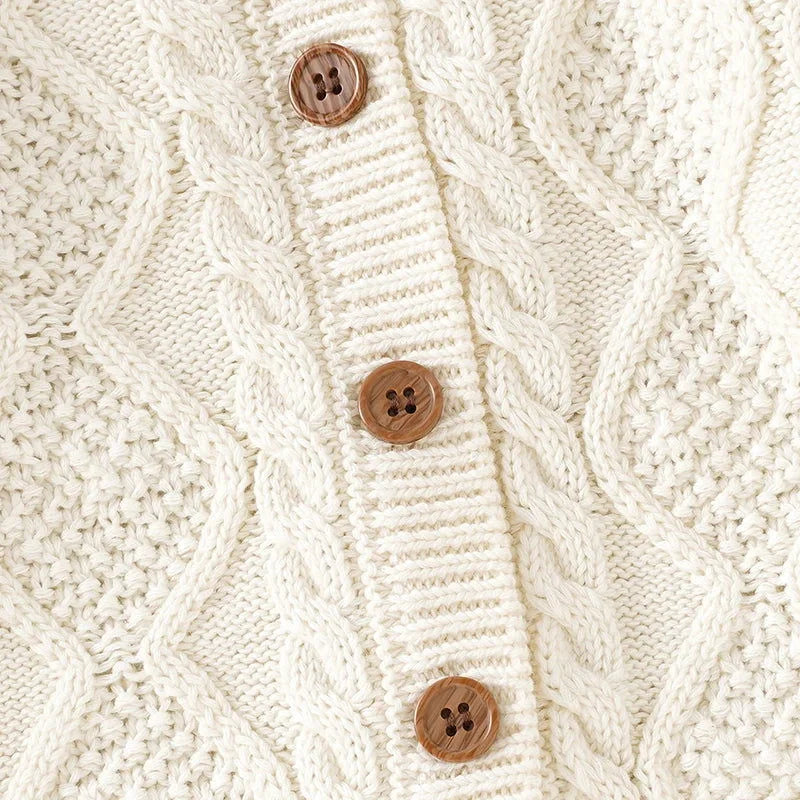 Casaco Infantil Cardigan Tricot éclair Bege Lenogue
