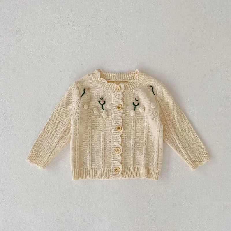 Casaco Infantil de Tricot Bege e Azul Lenogue