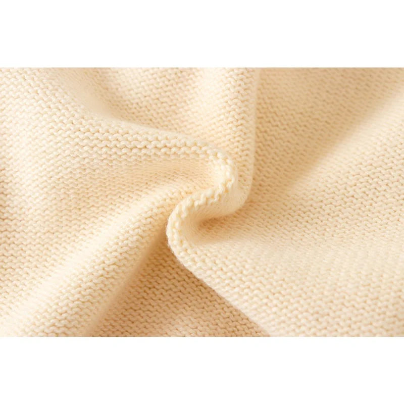 Casaco Infantil de Tricot Bege e Azul Lenogue