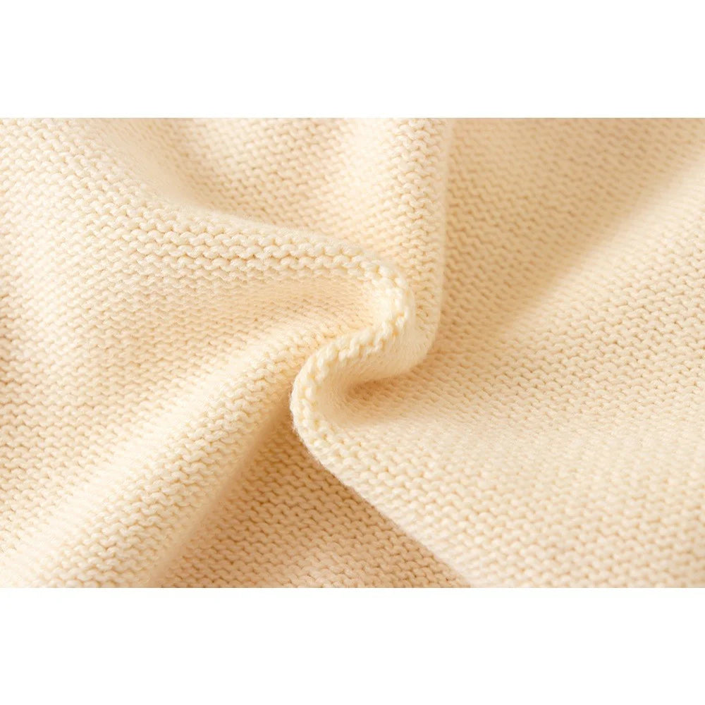 Casaco Infantil de Tricot Bege e Azul Lenogue