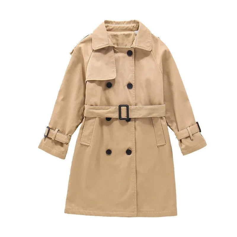 Casaco Infantil Longo Trench Coat Amélia Bege Lenogue