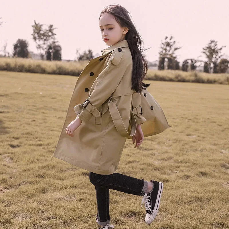 Casaco Infantil Longo Trench Coat Amélia Bege Lenogue