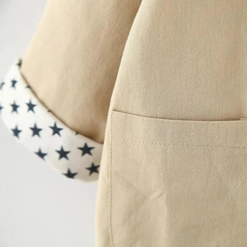 Casaco Infantil Longo Trench Coat Star Bege Lenogue