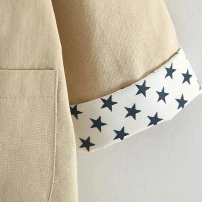 Casaco Infantil Longo Trench Coat Star Bege Lenogue