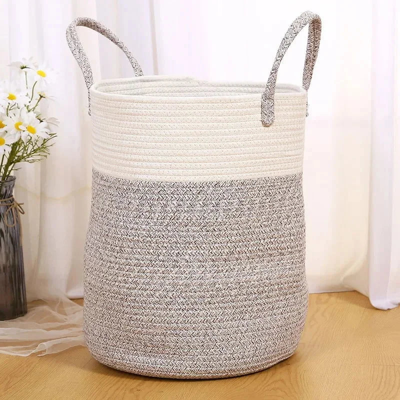 Cesta Infantil Armazenamento Algodão Lenogue Cinza / 43 x 33 Cm