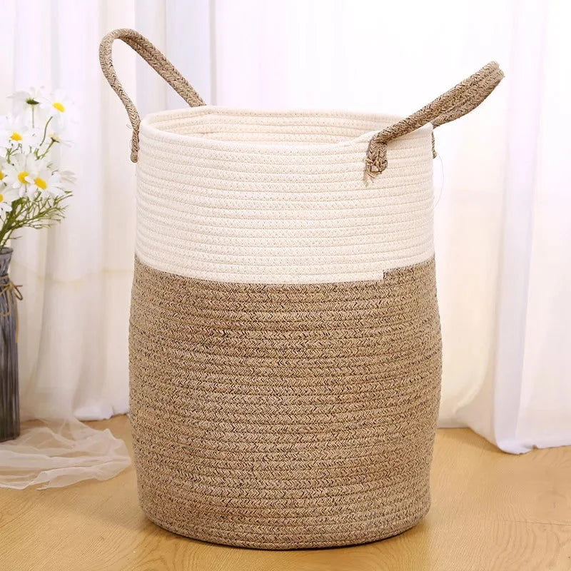 Cesta Infantil Armazenamento Algodão Lenogue Marrom / 43 x 33 Cm