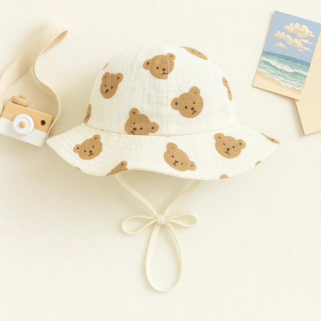 Chapéu Infantil Algodão Laços e Mini Estampas Lenogue Bege