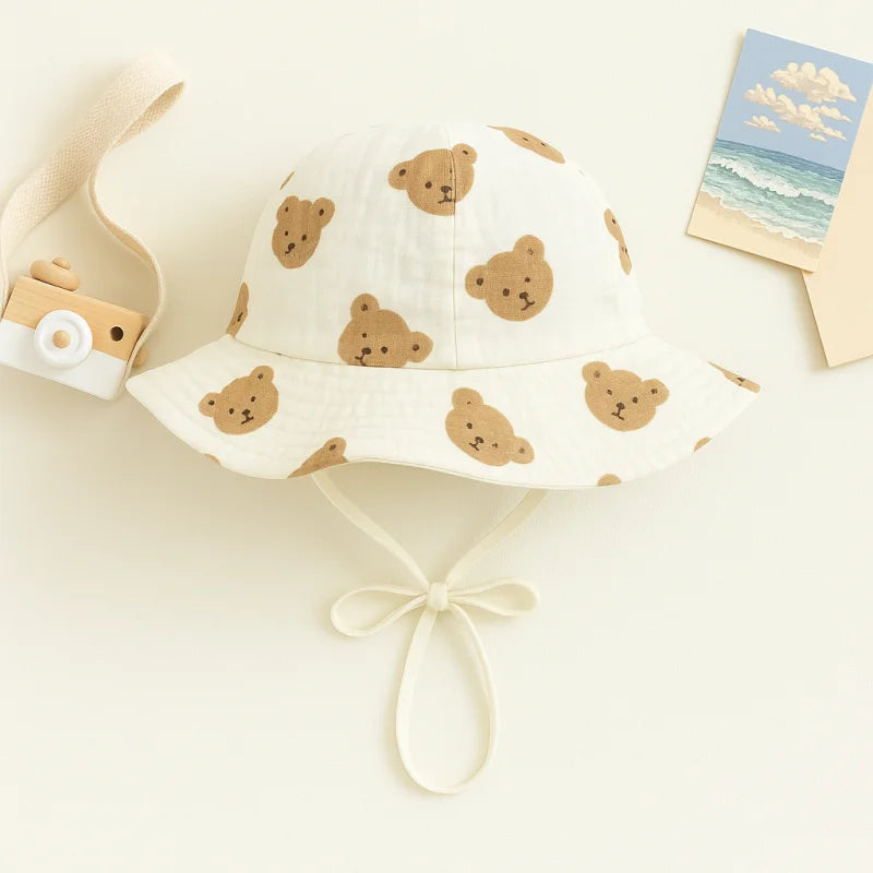 Chapéu Infantil Algodão Laços e Mini Estampas Lenogue Bege