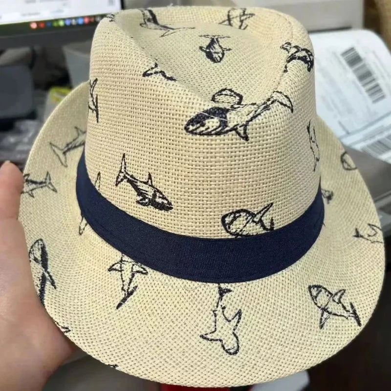 Chapéu Infantil de Palha Bege Lenogue Tubarão / 54 Cm