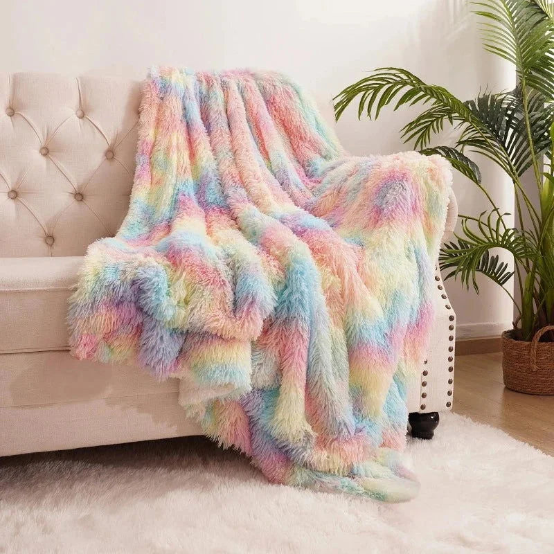 Cobertor Infantil Arco-íris Multicolorido Lenogue sem Pompom / 127 x 152cm