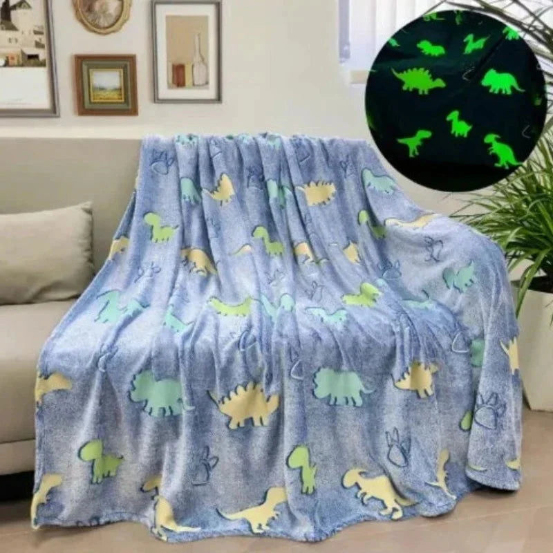 Cobertor Infantil Brilha no Escuro Unicórnio Lenogue Azul / 75 x 100cm