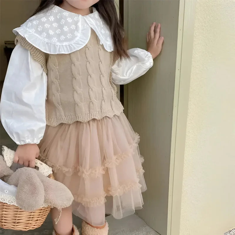 Colete Infantil Tricot Elizabeth Lenogue Bege / 6-12 Meses