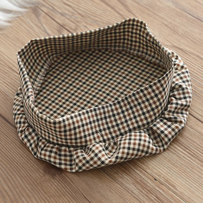 Conjunto Infantil 3 Peças Blusa Bufante Saia Xadrez e Chapéu Lenogue