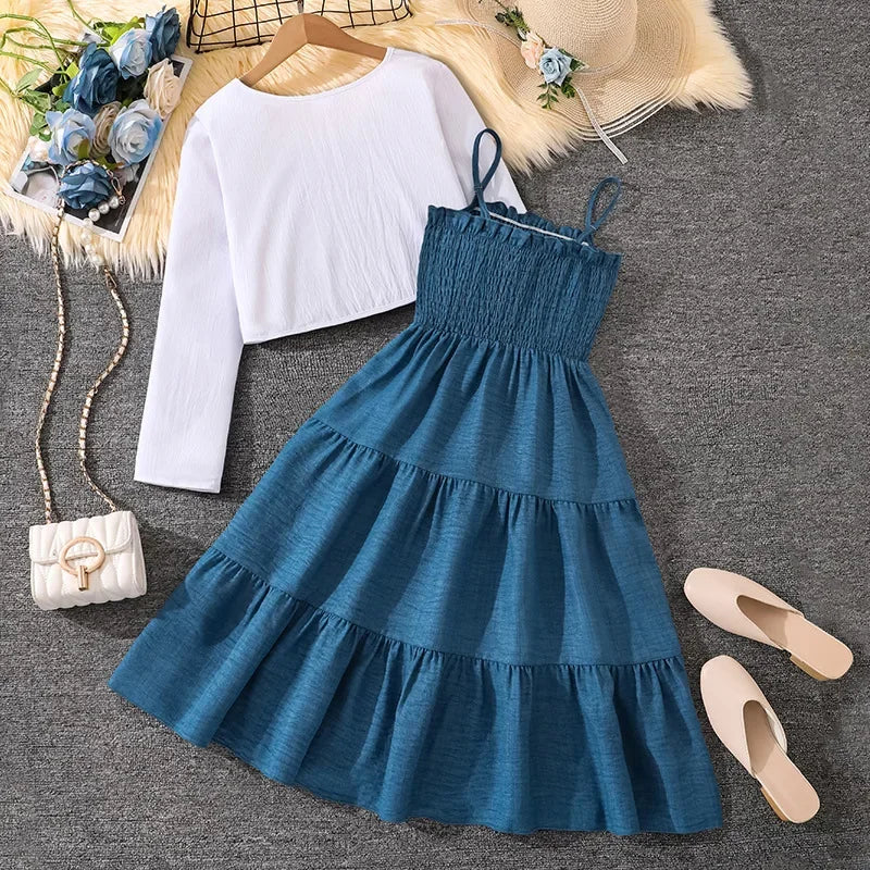 Conjunto Infantil Blusa Manga Longa Vestido Chérie Lenogue