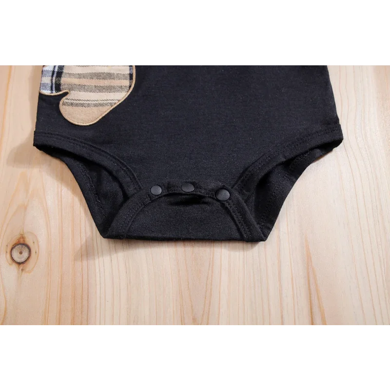 Conjunto Infantil Body Xadrez com Suspensório Modelo Urso Lenogue