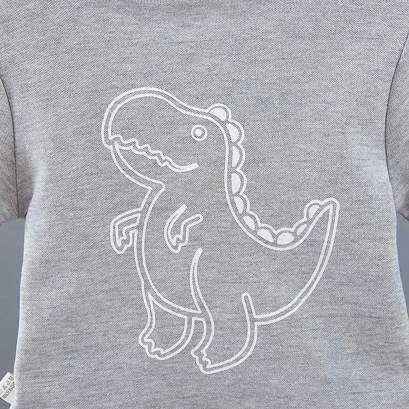 Conjunto Infantil Camisa Gola Polo Dinossauro com Shorts Modelo Lenogue