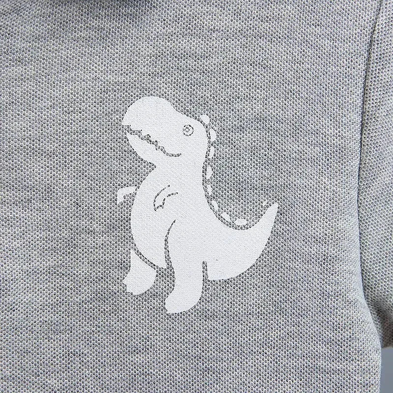 Conjunto Infantil Camisa Gola Polo Dinossauro com Shorts Modelo Lenogue