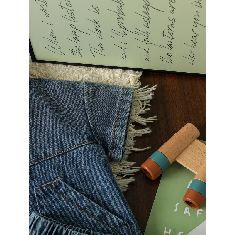 Conjunto Infantil Camisa Jeans e Shorts Modelo Denim Lenogue