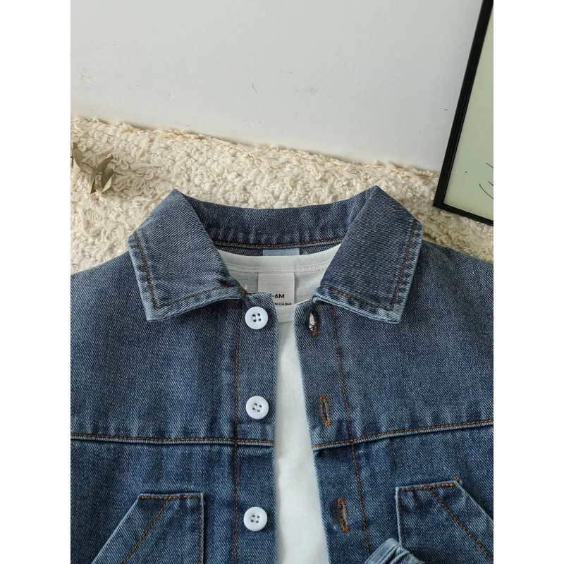 Conjunto Infantil Camisa Jeans e Shorts Modelo Denim Lenogue