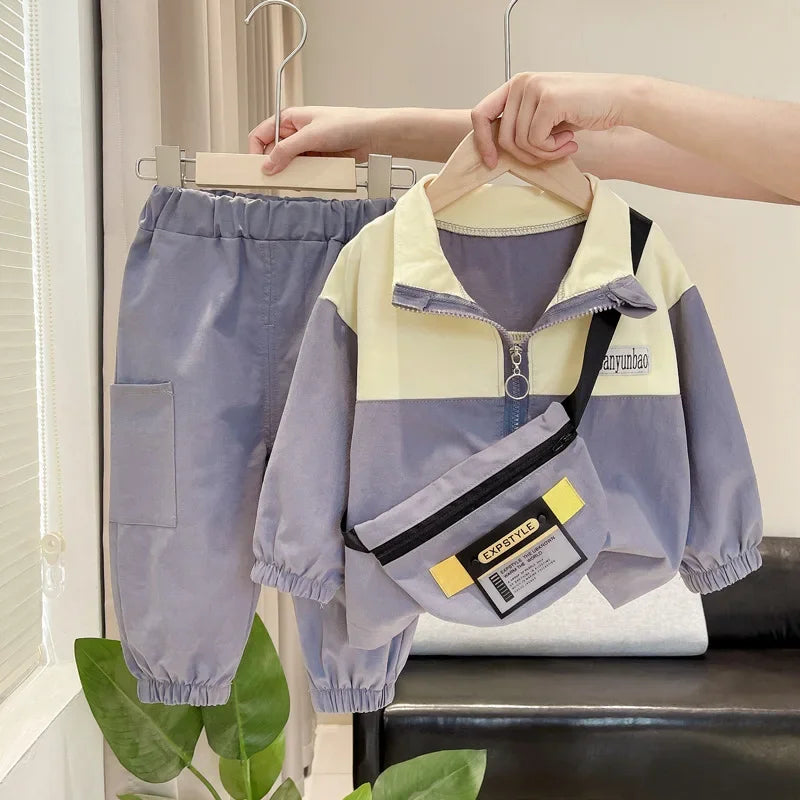 Conjunto Infantil Camisa Listrada com Estampa e Calça Casual Lenogue Roxo / 6-12 Meses