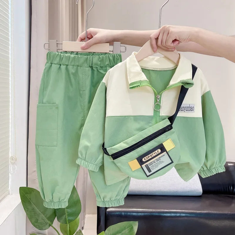 Conjunto Infantil Camisa Listrada com Estampa e Calça Casual Lenogue Verde / 6-12 Meses