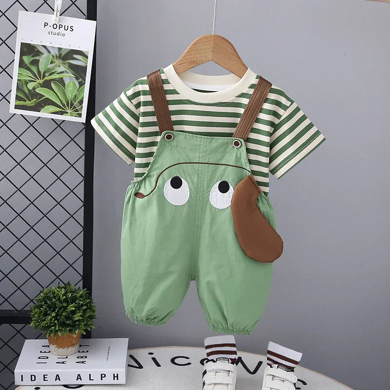 Conjunto Infantil Camiseta Cartoon com Shorts Lenogue Verde / 6-12 Meses