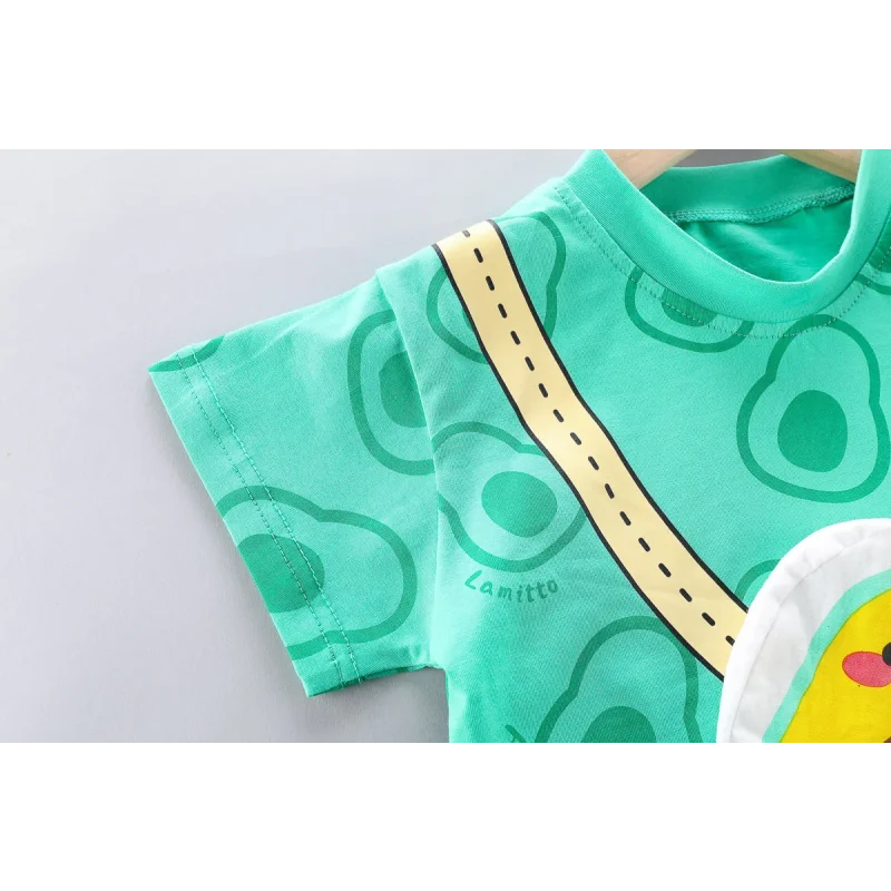 Conjunto Infantil Camiseta com Bolsa e Shorts Modelo Cartoon Lenogue