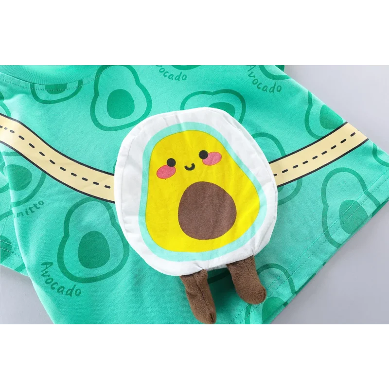 Conjunto Infantil Camiseta com Bolsa e Shorts Modelo Cartoon Lenogue