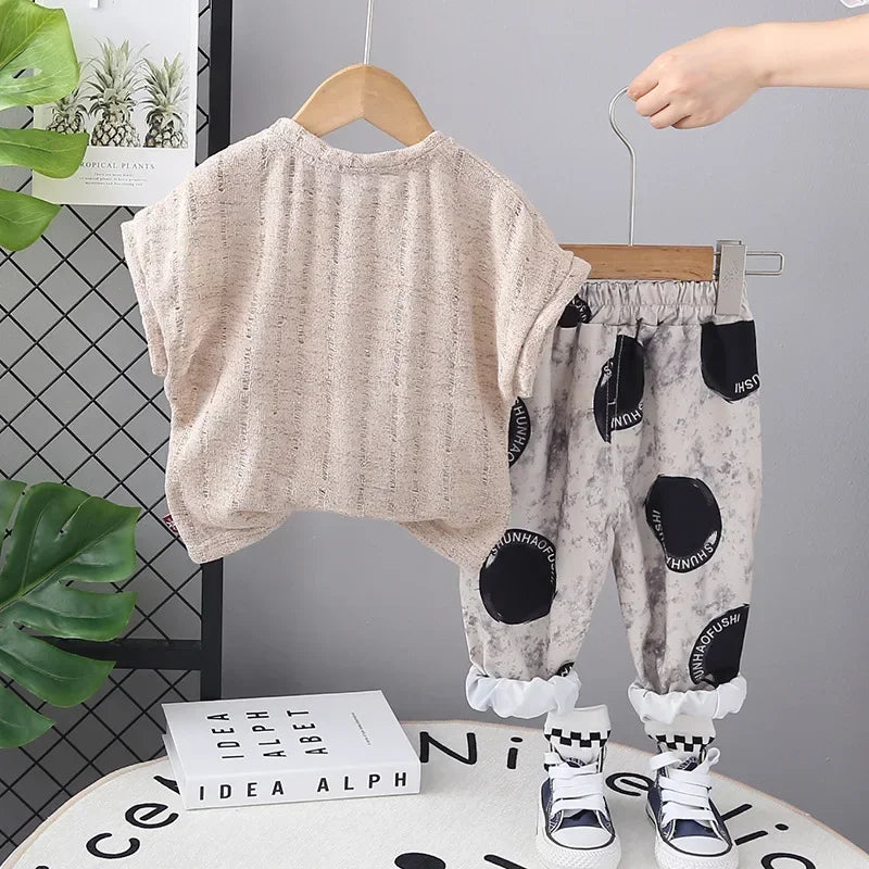 Conjunto Infantil Camiseta com Shorts Casuais de Verão Unissex Lenogue