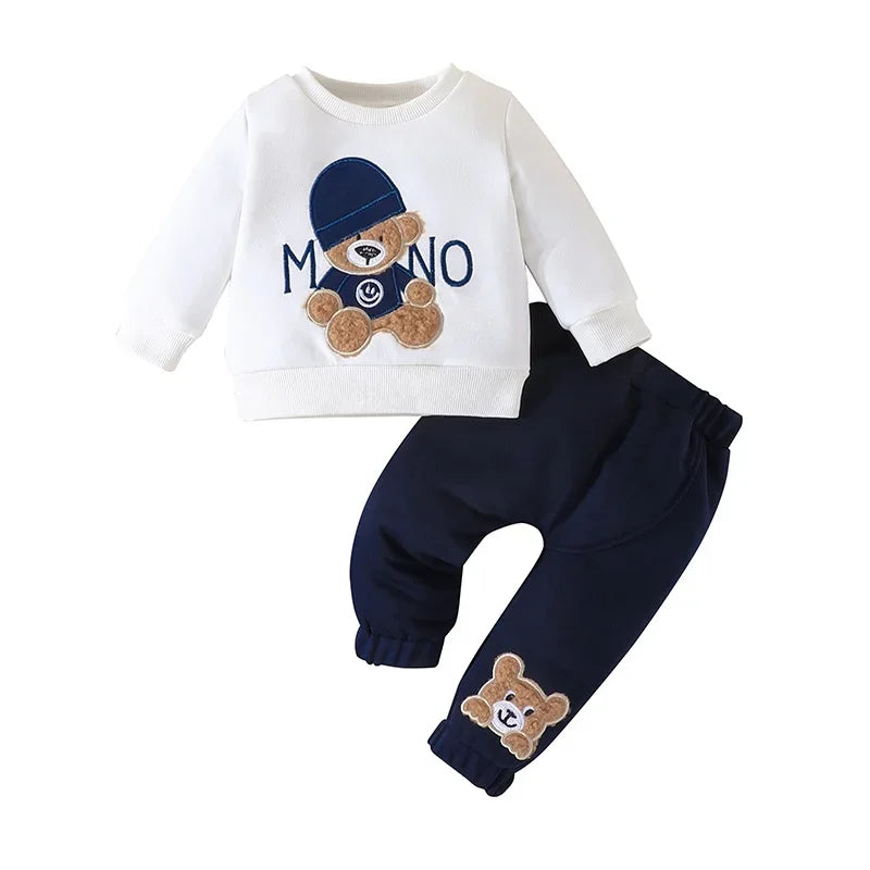 Conjunto Infantil Camiseta Manga Longa com Calça Modelo Urso Lenogue