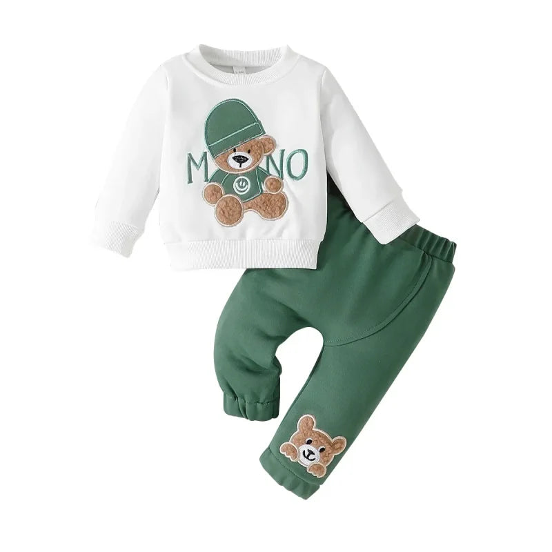 Conjunto Infantil Camiseta Manga Longa com Calça Modelo Urso Lenogue