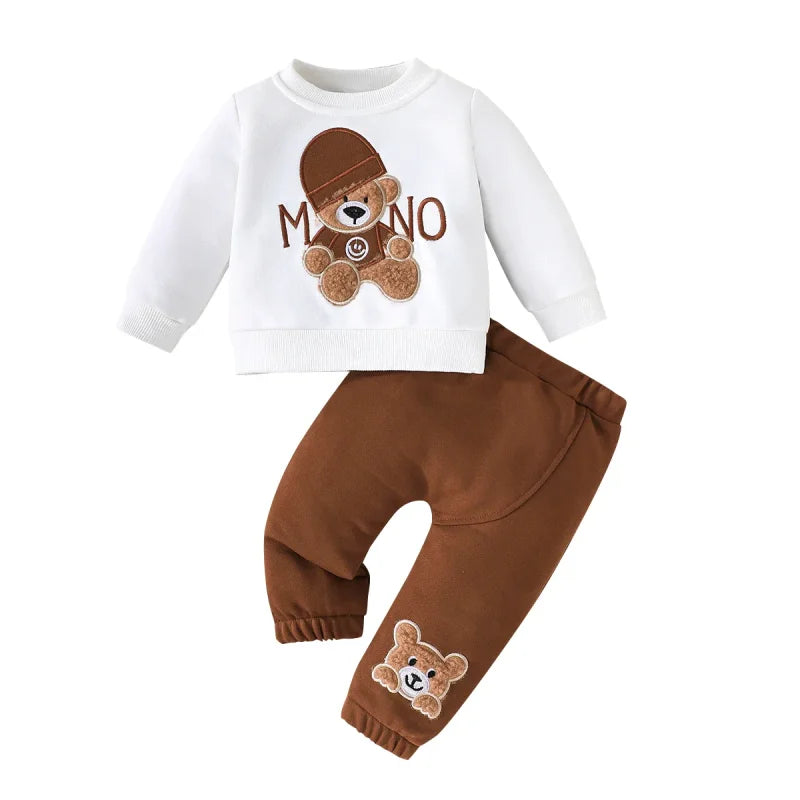 Conjunto Infantil Camiseta Manga Longa com Calça Modelo Urso Lenogue