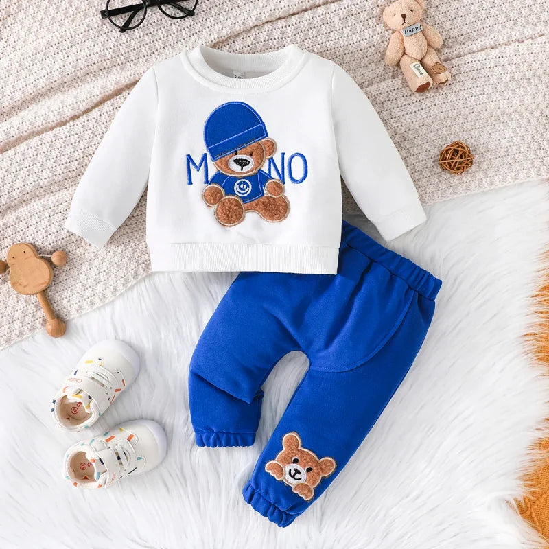 Conjunto Infantil Camiseta Manga Longa com Calça Modelo Urso Lenogue Azul Escuro / 3-6 Meses