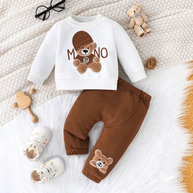 Conjunto Infantil Camiseta Manga Longa com Calça Modelo Urso Lenogue Marrom / 3-6 Meses