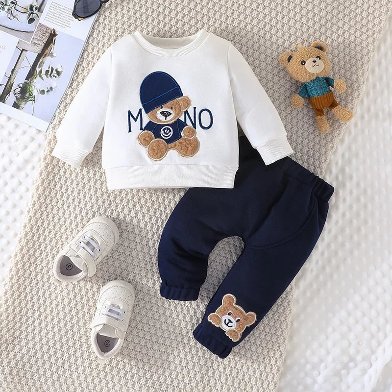 Conjunto Infantil Camiseta Manga Longa com Calça Modelo Urso Lenogue Preto / 3-6 Meses