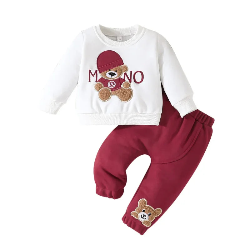 Conjunto Infantil Camiseta Manga Longa com Calça Modelo Urso Lenogue Vermelho / 3-6 Meses