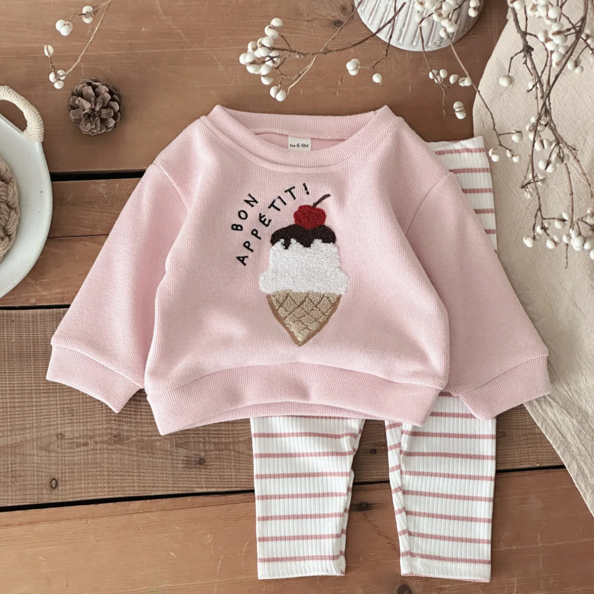 Conjunto Infantil com Tricô de Sorvete Lenogue
