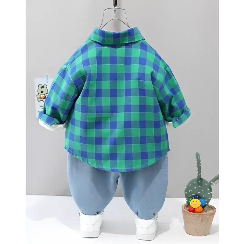 Conjunto Infantil Estampado em Xadrez Lenogue
