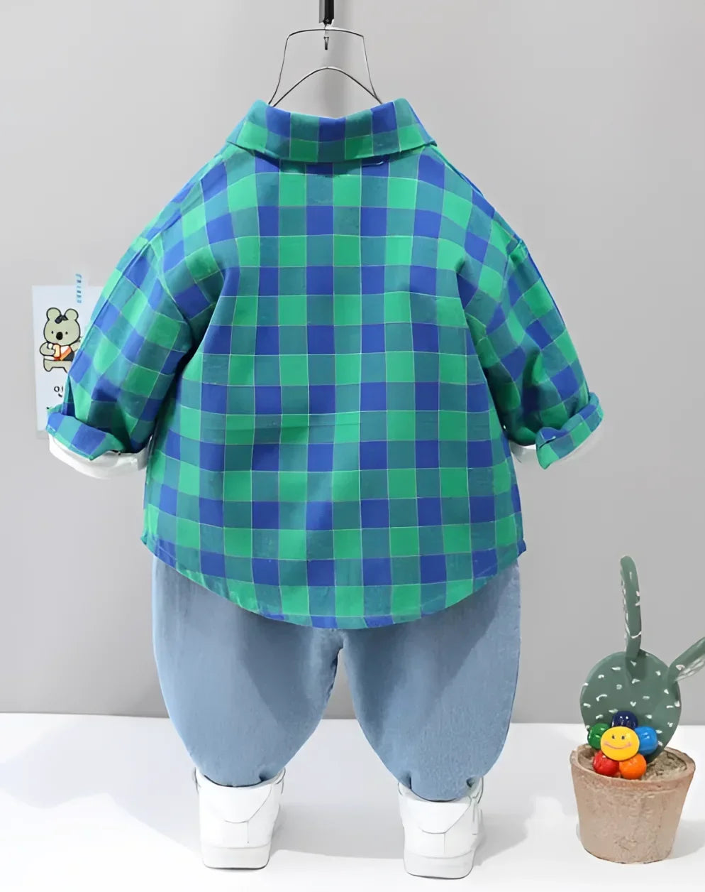 Conjunto Infantil Estampado em Xadrez Lenogue