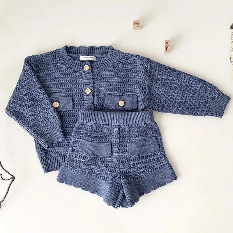 Conjunto Infantil Feminino Agatha Lenogue Azul / 3-6 Meses