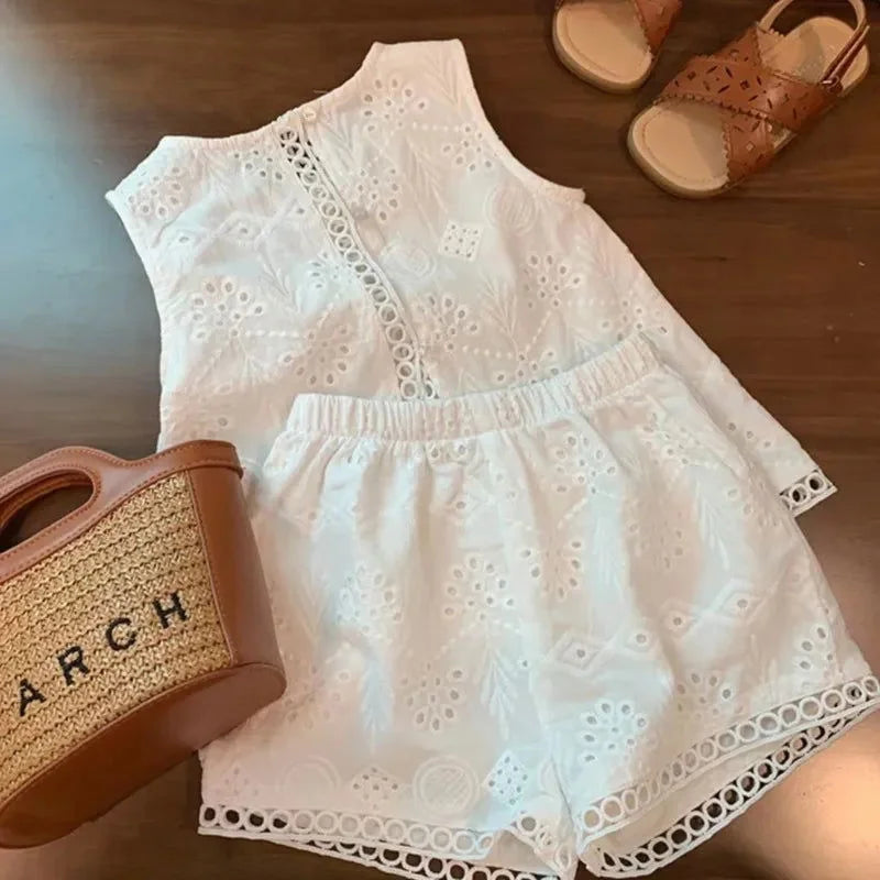 Conjunto Infantil Feminino Alice Short e Blusa Branco Lenogue 12-18 Meses