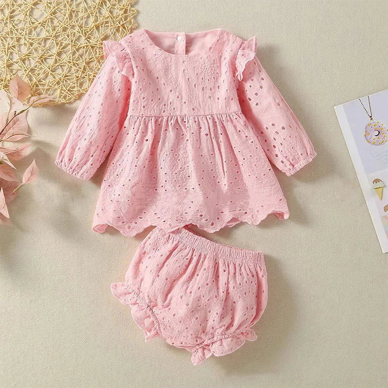 Conjunto Infantil Feminino Blusa Laise Lenogue Rosa / 3-6 Meses