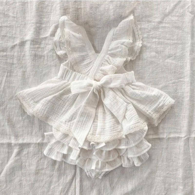 Conjunto Infantil Feminino Maria Antônia Lenogue Branco / 3-6 Meses