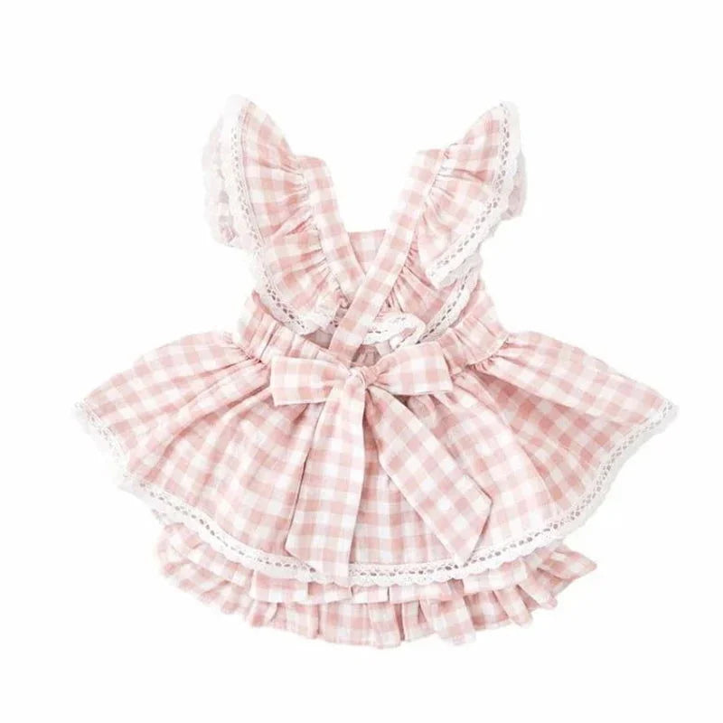 Conjunto Infantil Feminino Maria Antônia Lenogue Rosa Xadrez / 3-6 Meses