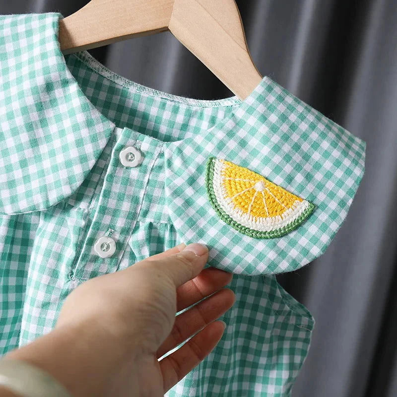 Conjunto Infantil Feminino Maya Xadrez Verde Lenogue